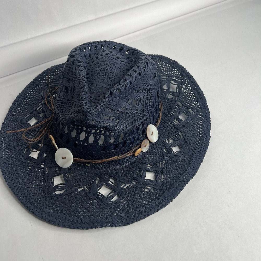Blue, Navy Western Cowboy Cowgirl Straw Hat Sun Summer Beach Party Rodeo, Womens